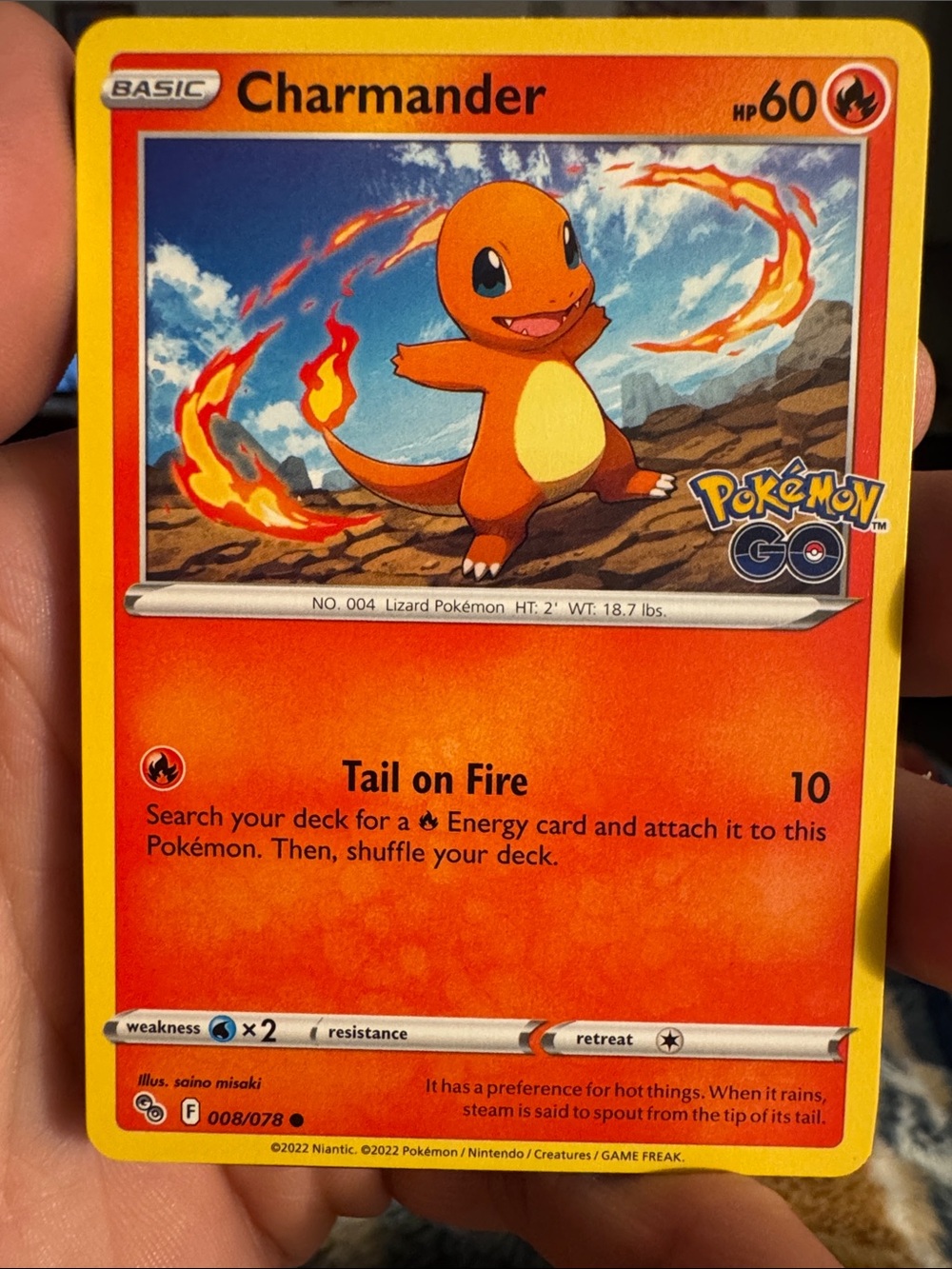 Pokemon Charmander Trading Card - Orange, Yellow, Red